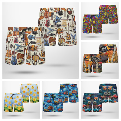 Amazon Hot Selling Men's New Shorts European and American Style Fashion 3D Digital Landscape Printing Custom Wholesale