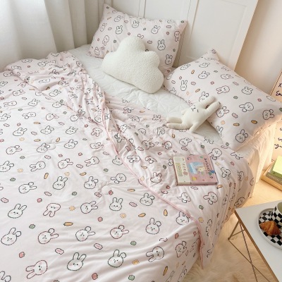 INS Knitted Cotton Class a Summer Blanket Soybean Quilt Children Adult Single Double Air Conditioner Quilt Lunch Break Blanket Cover Blanket Duvet Insert