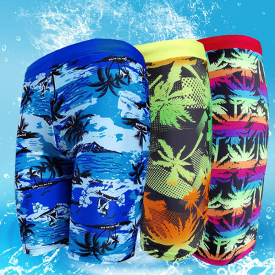 Men's Fashion Printed Swimming Trunks Adjustable Waist Nylon Skin-Friendly Fabric Quick-Drying Beach Hot Spring Holiday Pants