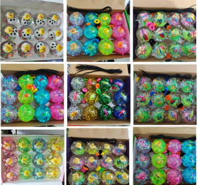 Luminous Elastic Ball 6.5cm Flash Elastic Band Rope Crystal Ball Children's Luminous Toys Gift Factory Wholesale