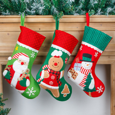 New Christmas Decoration Santa Snowman Gingerbread Man Christmas Stockings Gift Bag Hanging Candy Bag Christmas Stockings