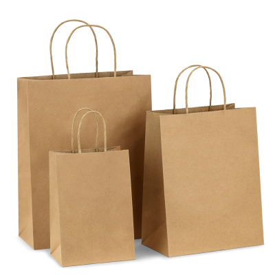 Color Kraft Paper Bag Customized Portable Gift Shopping Bag Customized Disposable Take out Take Away Paper Bag Wholesale