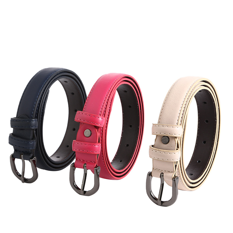 韩版简约修身纯牛皮腰带腰饰春秋女士皮带复古圆圈针扣腰带细