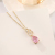 New Butterfly Titanium Steel Necklace Japanese and Korean Style Pink Water Drop Special-Interest Design Female Personality Creative Best-Seller Necklace