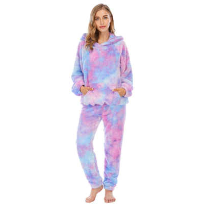 Double-Sided Tie-Dye Suit Pajamas Homewear Hooded Thickened Tie-Dye Pajamas Warm Suit