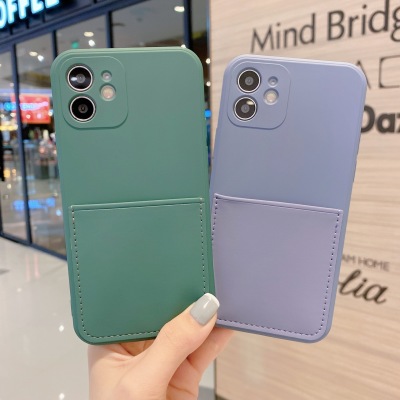 Liquid Card for Apple 12 Phone Case Iphone11/Xs Card Case Imitation Leather Case Bracket Protective Shell