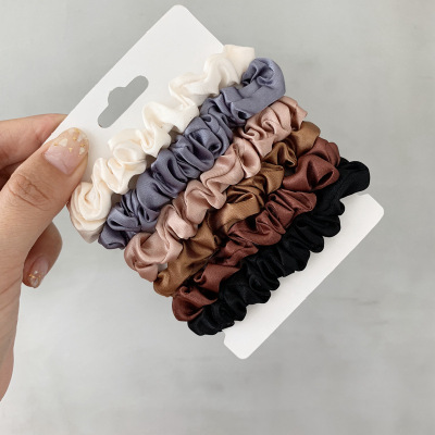6-Piece Ins Elegant French Satin Hair Band All-Match Basic Imitation Silk Hair Rope Hair Rope Korean Hair Accessories