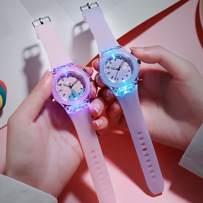 Silicone Luminous Student Watch Cute Cartoon Quartz Watch Ladies Cross-Border Supply Watch Factory Wholesale