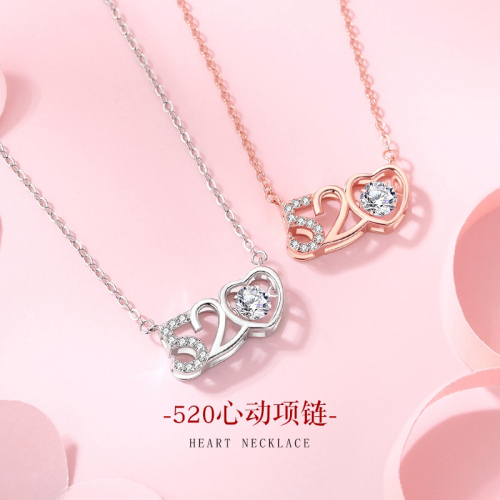 20 Smart Necklace Female Special-Interest Design Light Luxury Love Clavicle Chain Zircon Pendant Factory Direct 