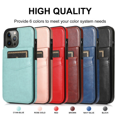 Suitable for Apple Iphone12 Crazy Horse Material Upper and Lower Bracket Card Leather Case Iphone11 Phone Case Wholesale