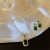 Emerald Crystal Zircon Ear Stud Earring 925 Silver Needle Fashion Retro Premium Earrings Temperament Clavicle Chain Set