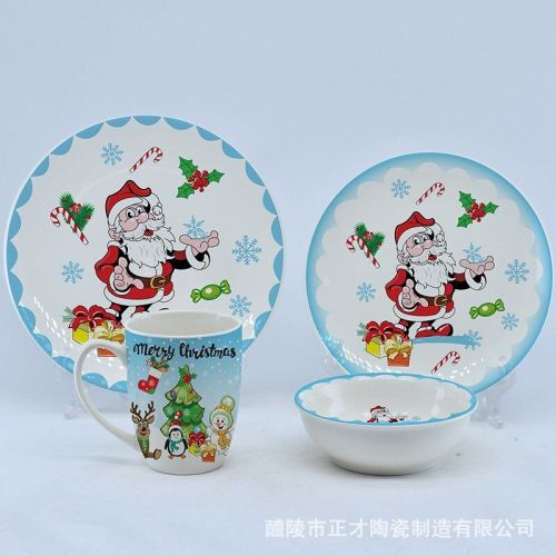 christmas ceramic set ceramic four-piece set ceramic set christmas four-piece set factory direct sales