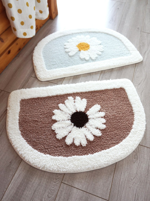 Tasha Duduo Fresh Semicircle Mat Beautiful Daisy Absorbent Door Mat Pastoral Flowers Mat Simple Flowers