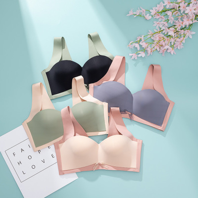 New Seamless Underwear Women's Half Cup Large Size Young Lady Thin Big Breast Small Breast Holding Bra