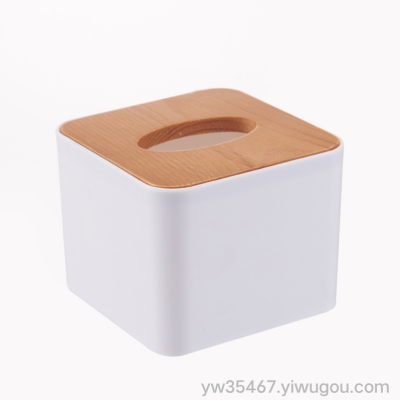 K10-7161 Bamboo Wood Primary Color round Shape Tissue Box Living Room Home Pumping Creative Storage Box Sanitary Paper Extraction Box