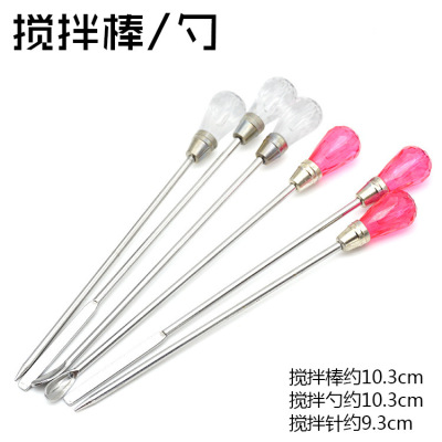 DIY Decoration Handmade Crystal Glue UV Glue Tool Metal Digging Noodle Spoon Stirring Rod Stamp Bubble Needle Accessories Material