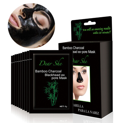 For Export Dear She Bamboo Charcoal Blackhead Removing Nasal Membrane Nasal Sticker Tearing Acne Removing Blackhead Removing Strip Nasal Sticker 10 Packs