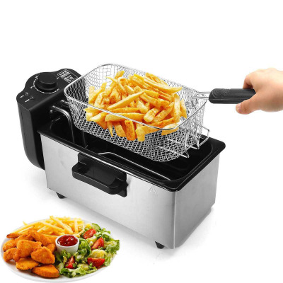 Temperature Control 4.0L Stainless Steel Deep Frying Pan Family Large Capacity French Fries Electric Fryer with Fried Mesh Fry Pan