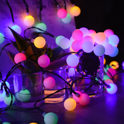 LED Outdoor Courtyard Decoration Battery Box String Lights Christmas Festival Creative Frost round Ball Small White Ball Colored Lights
