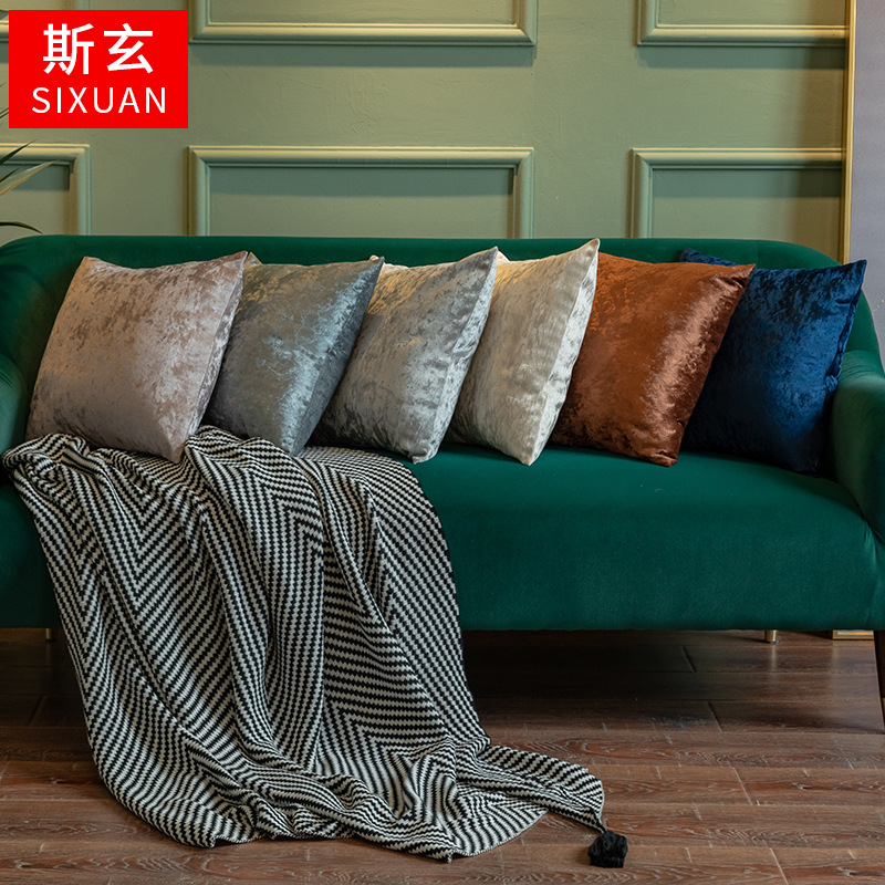 纯色抱枕套批发 家居沙发靠枕法兰绒简约抱枕 轻奢风亚马逊爆款