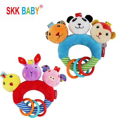 Skkbaby Maternal and Child Supplies Bed Bell Interactive Baby Grabbing BB Device Three Animal Handbell Comfort Toy