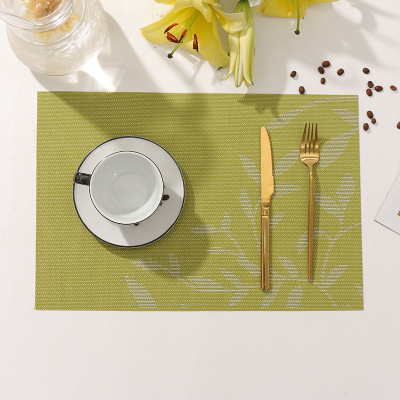 Cross-Border New Arrival PVC Placemat Teslin Willow Leaf Non-Slip Placemat Nordic Style Plate and Bowl Western-Style Placemat