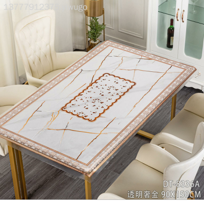 Transparent Light Luxury Golden Tablecloth Waterproof and Oil-Proof Disposable Anti-Scald Tablecloth Table Mat