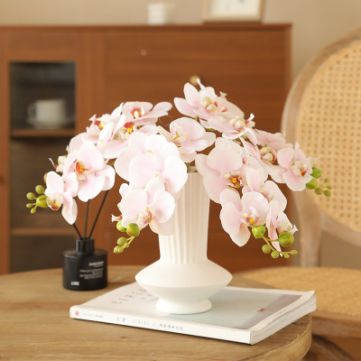 Hand-Feeling Short-Branch Phalaenopsis Artificial Flower High Quality Fake Flower Single Stem Living Room Interior Home Ornament and Decoration