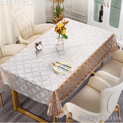 Transparent Light Luxury Golden Tablecloth Waterproof and Oil-Proof Disposable Anti-Scald Tablecloth Table Mat