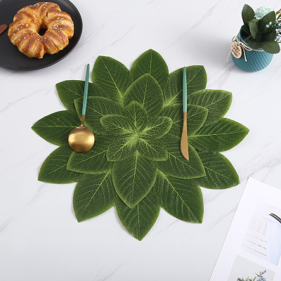 New Creative Imitate Leaves Western-Style Placemat Eva Japanese Waterproof Oil-Proof Thermal Shielded Pad