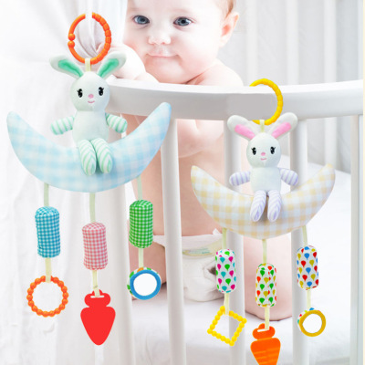 Factory Direct Supply Cross-Border Baby Bed Bell Plush Toy Moon Rabbit Stroller Crib Hanging Educational Rattle Toy
