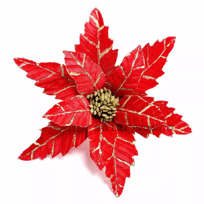 Artificial Flowers for Christmas Decor Glitter Poinsettia Fake Flowers DIY Home Xmas New Year Decoration Flower Wedding