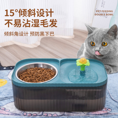 Cat Bowl Double Bowl Automatic Drinking Water Protection Cervical Spine Dog Basin Dog Bowl