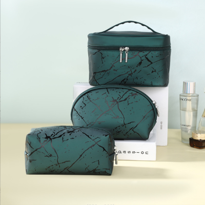 New Cosmetic Bag Marbling Wash Bag Cosmetic Storage Bag Bathroom Bag Lady's Pu Bag Briefcase