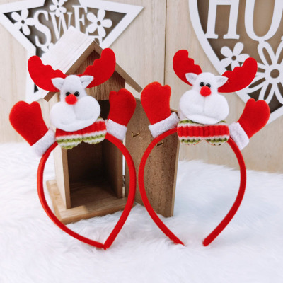 Cross-Border Christmas Holiday Party Headband Female Luminous Barrettes Children Santa Claus Snowman Elk Angle Headband
