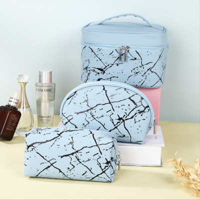 New Cosmetic Bag Wash Bag Marbling Bathroom Bag Cosmetics Storage Bag Lady's Pu Bag Travel Bag