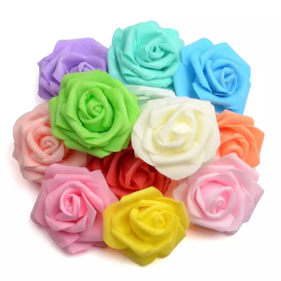 50pcs 6cm Artificial PE Foam White Roses Flowers For Home Wedding Decoration DIY Scrapbooking handmade Fake Flower Heads