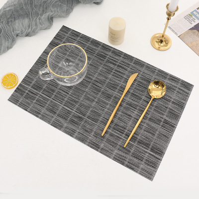 European-Style PVC Placemat American Plaid Black Gray Plastic Coaster Coffee Plaid Light Luxury Woven Heat Proof Mat