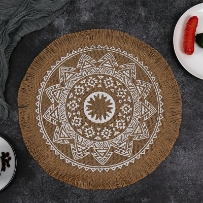 New Cross-Border Woven Placemat Ins Style Nordic Cotton and Linen Table Insulation Mat Cross-Border Jute Decorative Coaster Wholesale
