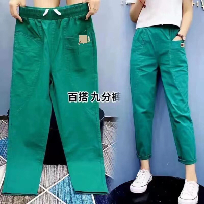 Casual Pants for Women 2022 Summer New Pure Cotton Pants High Waist Thin Cropped Harem Pants Slim Versatile Harem Pants Women