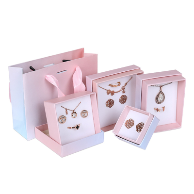 High-Grade Pink Gradient Flip Jewelry Gift Box Ring Box Gift Packaging Box Gift Packaging Bag High-End Handbag