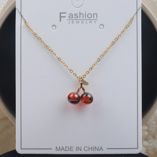 TikTok Same Style Red New Style Agate Fresh Cherry Light Luxury All-Match Minority Fashion Necklace Clavicle Chain 