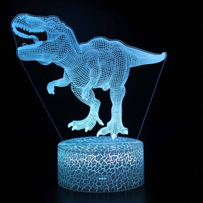 3D Dinosaur Small Night Lamp Creative Led Stereo Vision Table Lamp Children's Room Cartoon Bedroom Bedside Lamp Birthday Gift