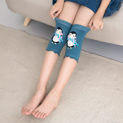 Summer Thin Cotton Air-Conditioned Room Warm Children's Knee Pad Leggings Baby Toddler Roller Skating Crawling Protection Foot Sock Penguin