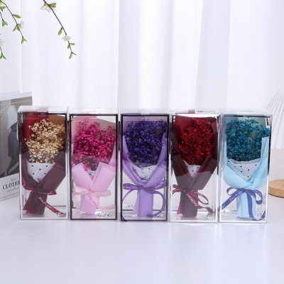 Preserved Fresh Flower Starry Bouquet Transparent Gift Box Rope Can Carry 520 Valentine's Day Gift Teacher's Day
