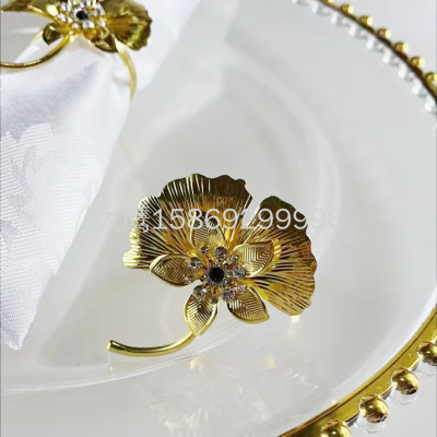 Hotel Wedding Theme Dining-Table Decoration Napkin Ring New Napkin Ring Wrought Iron Napkin Ring Metal Button Jewelry Ring