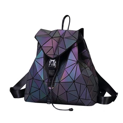 2022 New Womenbag Luminous Color-Changing Triangle Rhombus Casual Korean Style Student Backpack One Piece Dropshipping