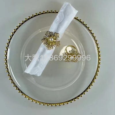 New Napkin Ring Hotel Wedding Theme Dining-Table Decoration Napkin Ring Wrought Iron Napkin Ring Metal Button Jewelry Ring