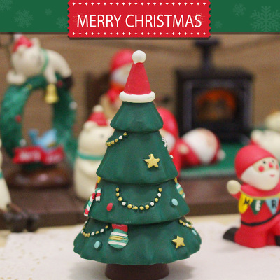 INS Mini Handmade Decorative Christmas Tree Set DIY Miniature Scene Dollhouse Resin Living Room Desktop Ornaments