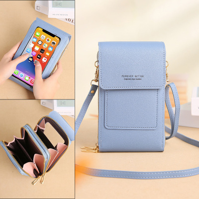 Touch Screen Phone Bag Women's Crossbody Bag Korean Style Mobile Phone Bag Multi-Functional Key and COIN Case Zipper Vertical Wholesale